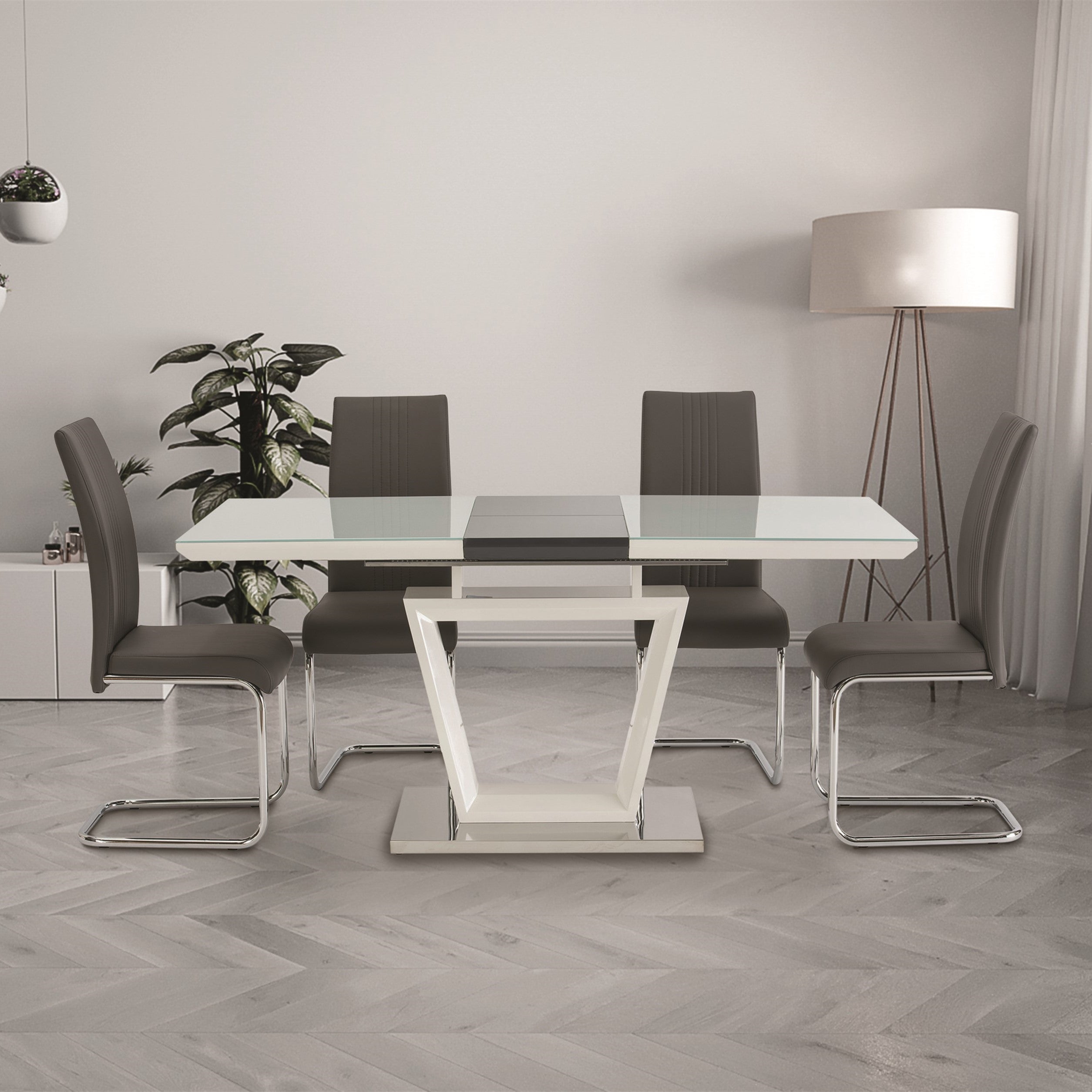 Arlington Extendable 6 Seater Dining Table Grey Glass White Price Comparisons | Compare The Build