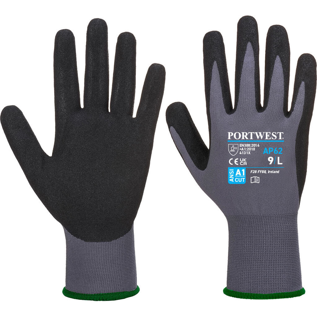 Portwest Dermiflex Aqua Water Repellent Gloves Grey/ Black XL | Compare The Build