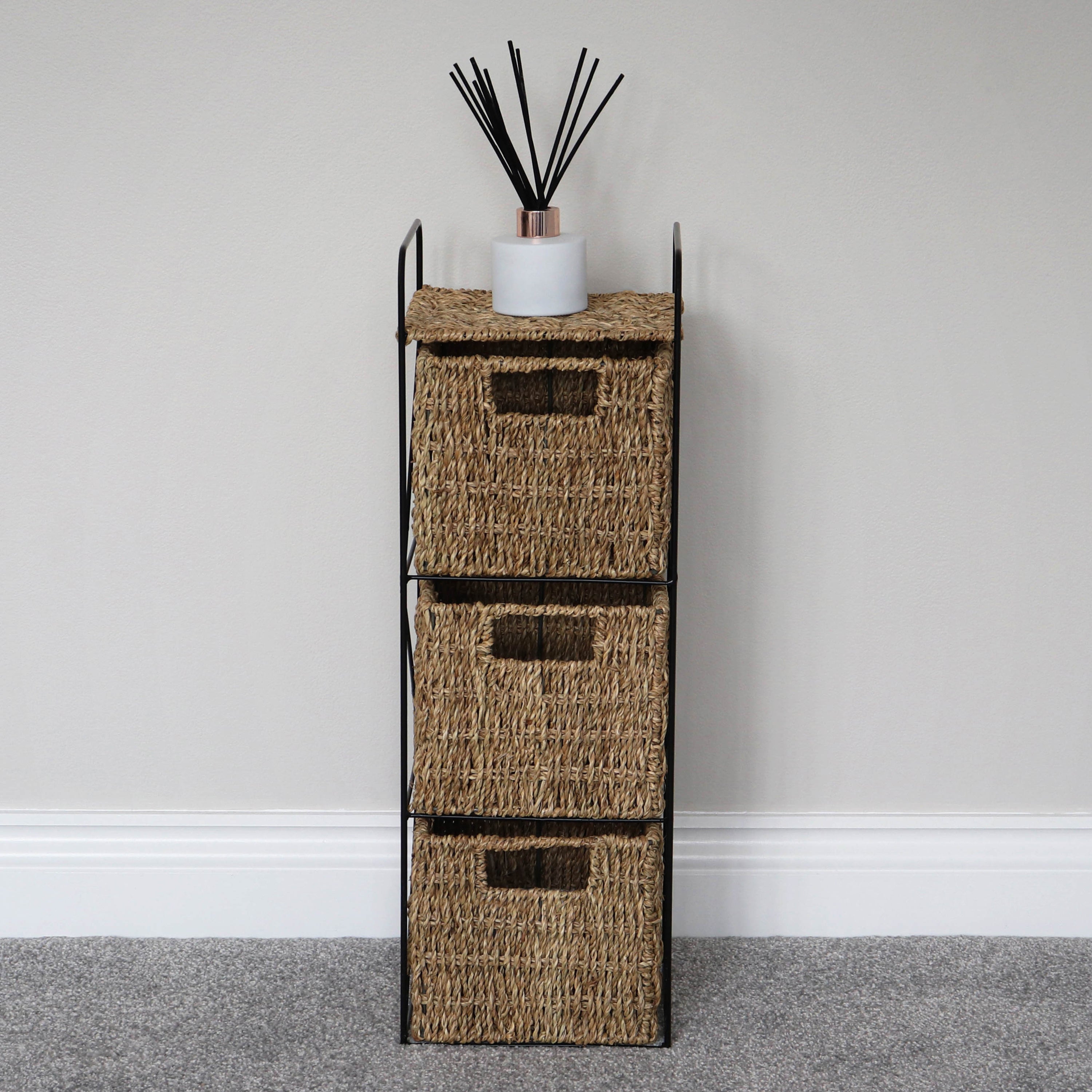 JVL Seagrass 3 Drawer Storage Tower Natural Price Comparisons | Compare The Build