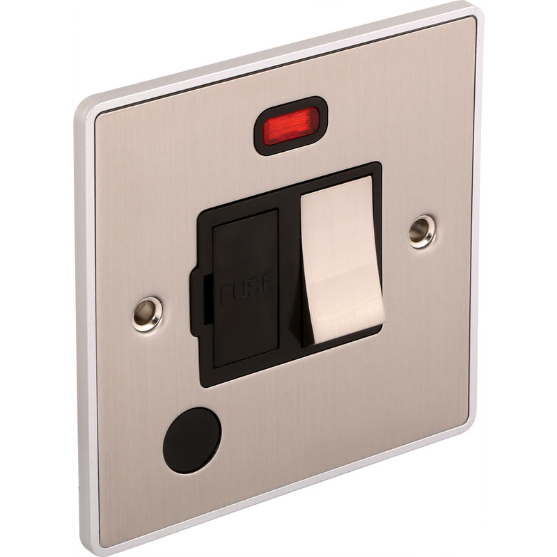 Urban Edge Brushed Chrome Fuse Spur 13A Switched + Neon in Silver Steel Price Comparisons | Compare The Build