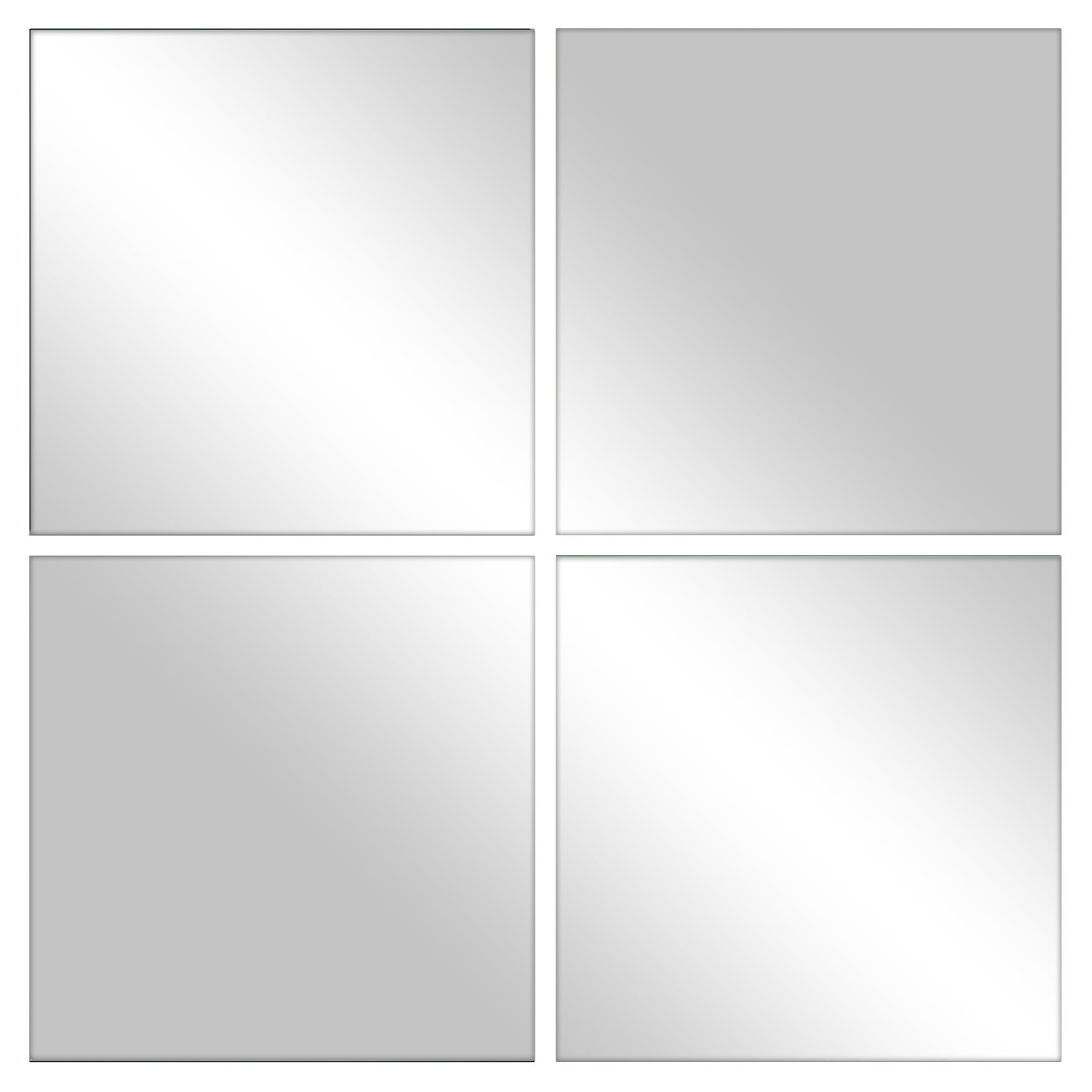 Pack of 4 Square Multi Purpose Tile Mirrors, 27cm Clear | Compare The Build