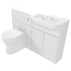 Deccado Clifton Bright White Right Hand 1200mm Slimline Fitted Vanity & Toilet Pan Unit Combination with Right Hand Basin Price Comparisons | Compare The Build