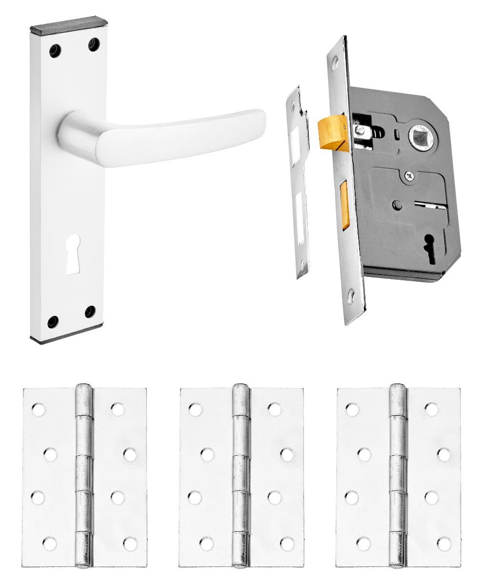 Satin Aluminium Oxford Door Handle Pack - With Lock Price Comparisons | Compare The Build