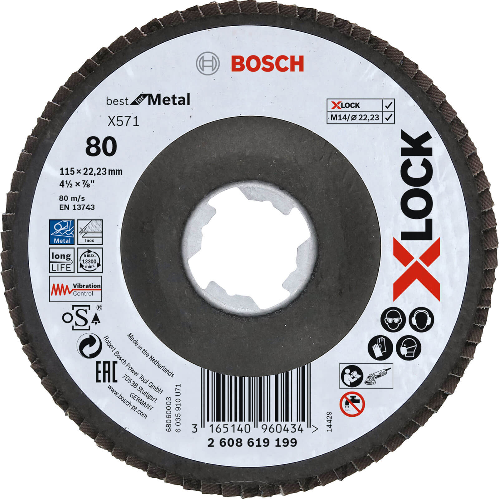 Bosch X Lock Zirconium Abrasive Flap Disc 115mm 80g Pack of 1 Price Comparisons | Compare The Build