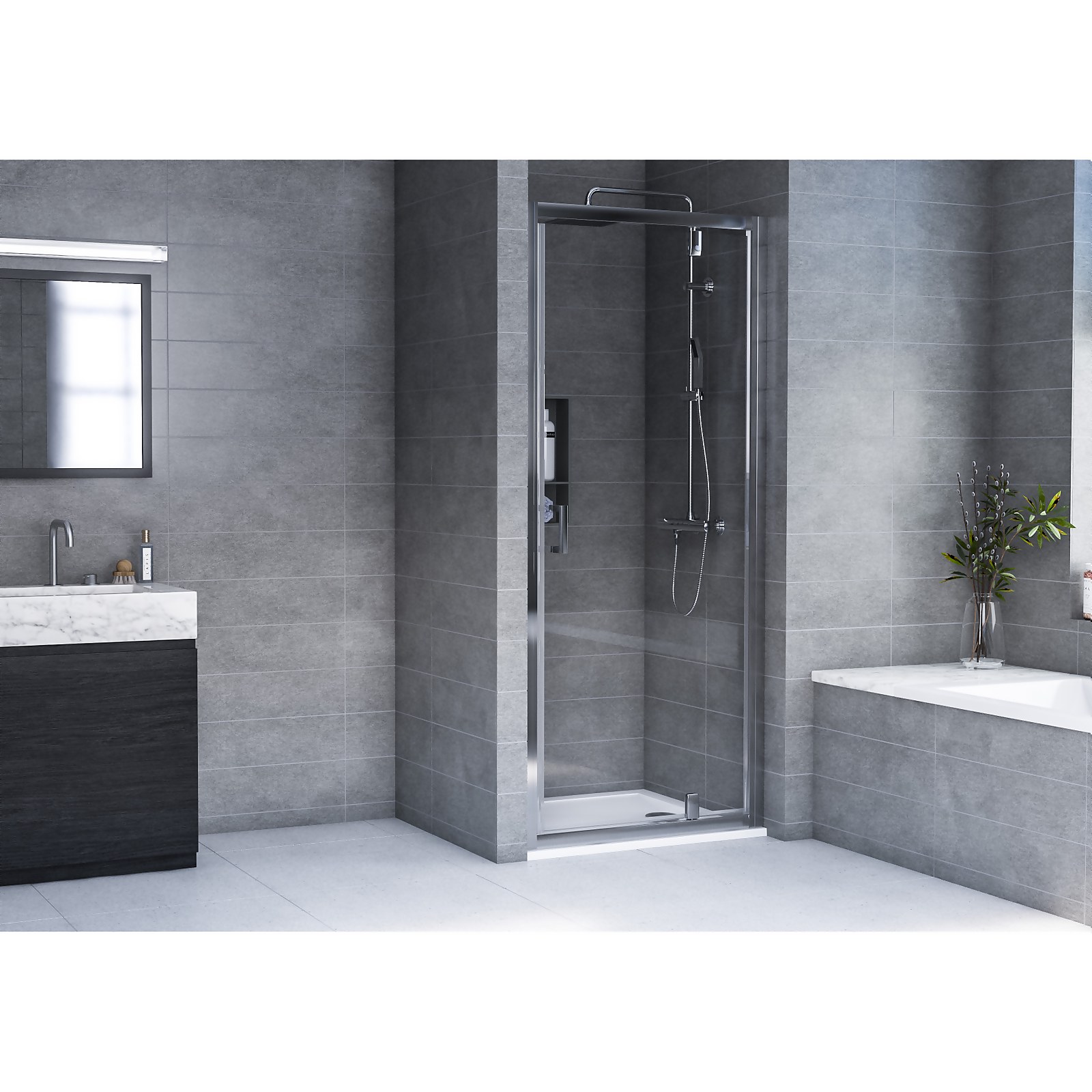 Aqualux Edge6 Glass Pivot Door - 760 x 1900 x 6mm Price Comparisons | Compare The Build