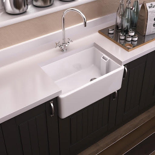 Park Lane White Fireclay Ceramic 1 Bowl Belfast Kitchen Sink Price Comparisons | Compare The Build