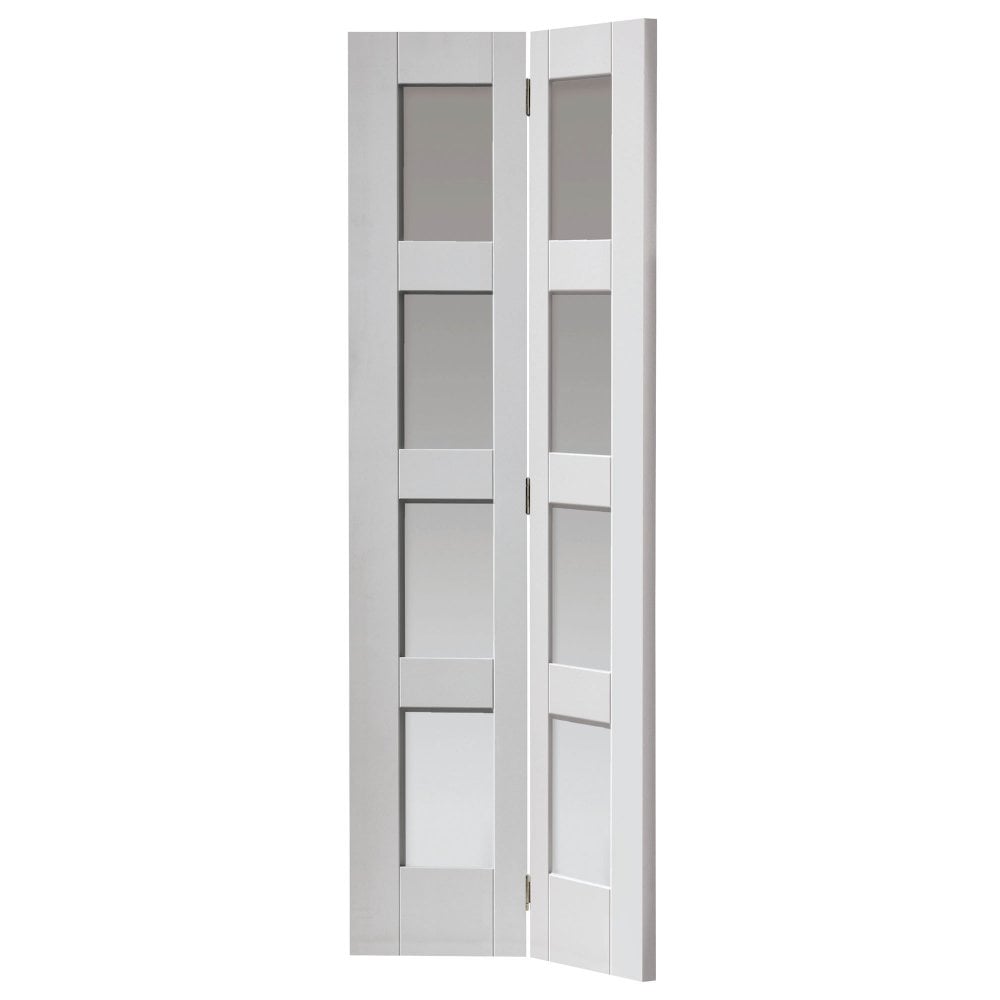 JB Kind Internal White Cayman Bi-fold Primed 8L Clear Safety Glass Door 1981mm x 762mm x 35mm (78" x 30") Price Comparisons | Compare The Build