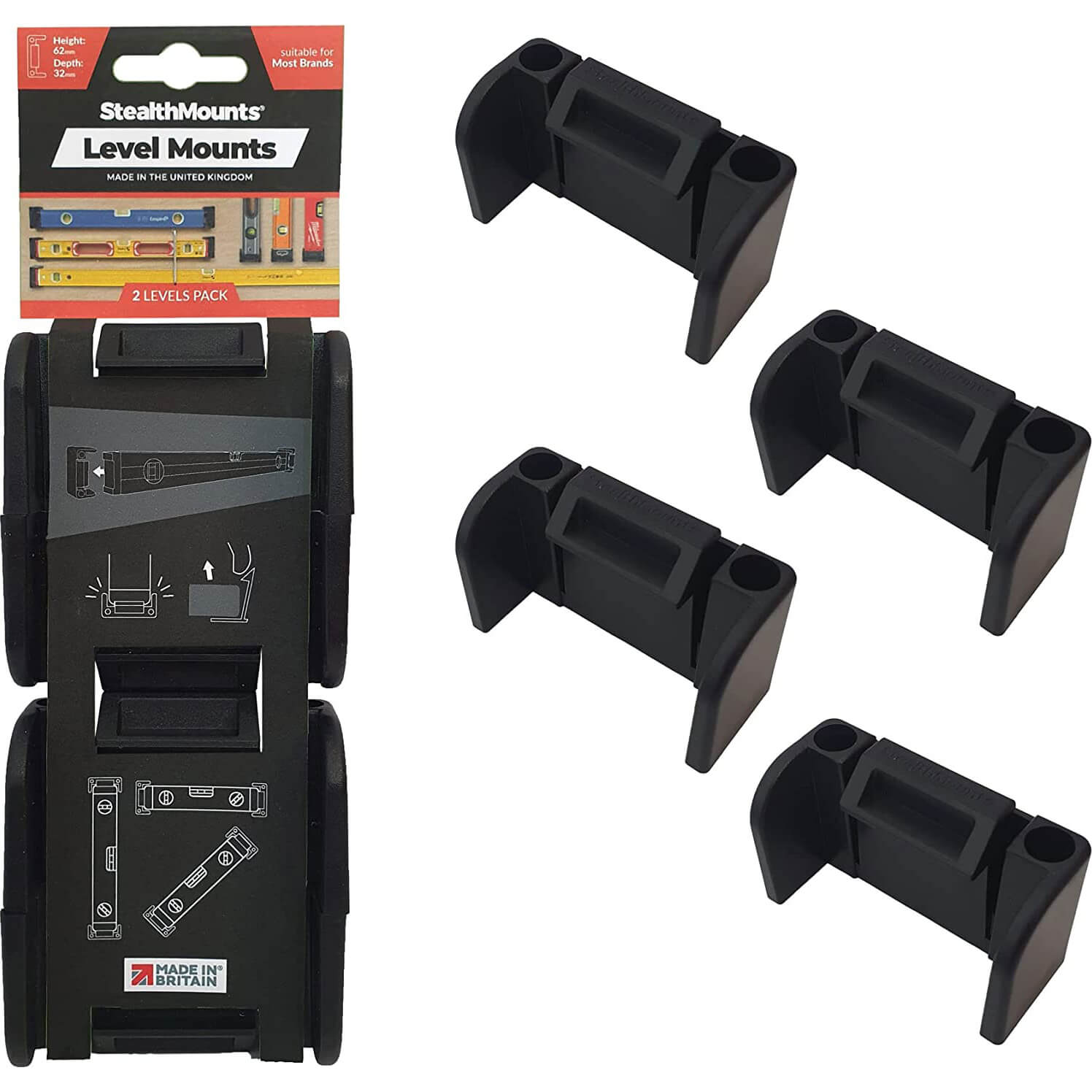 Stealth Mounts 2 Pack Spirit Level Mount Pack Black | Compare The Build