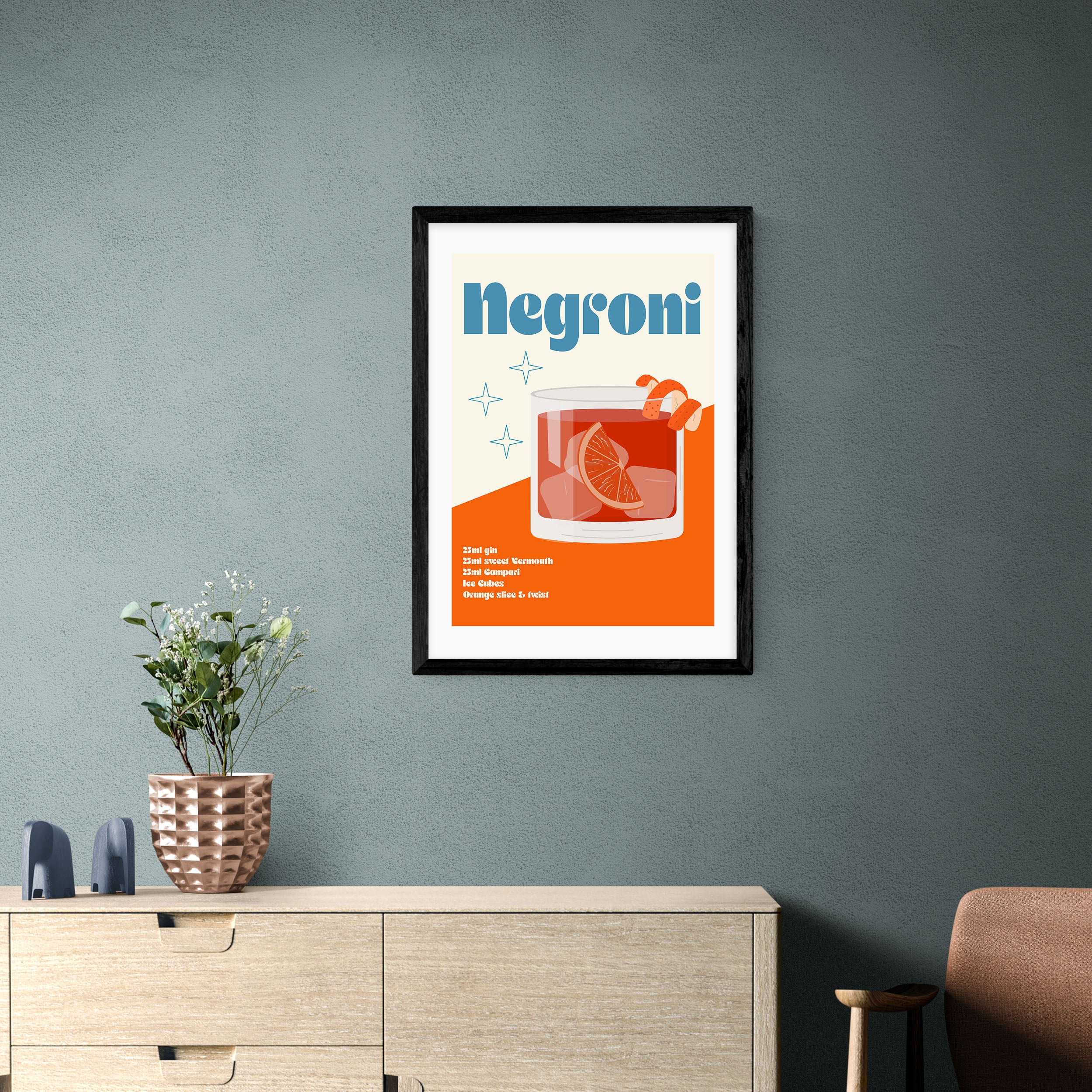 East End Prints Negroni Cocktail Framed Print Orange Price Comparisons | Compare The Build