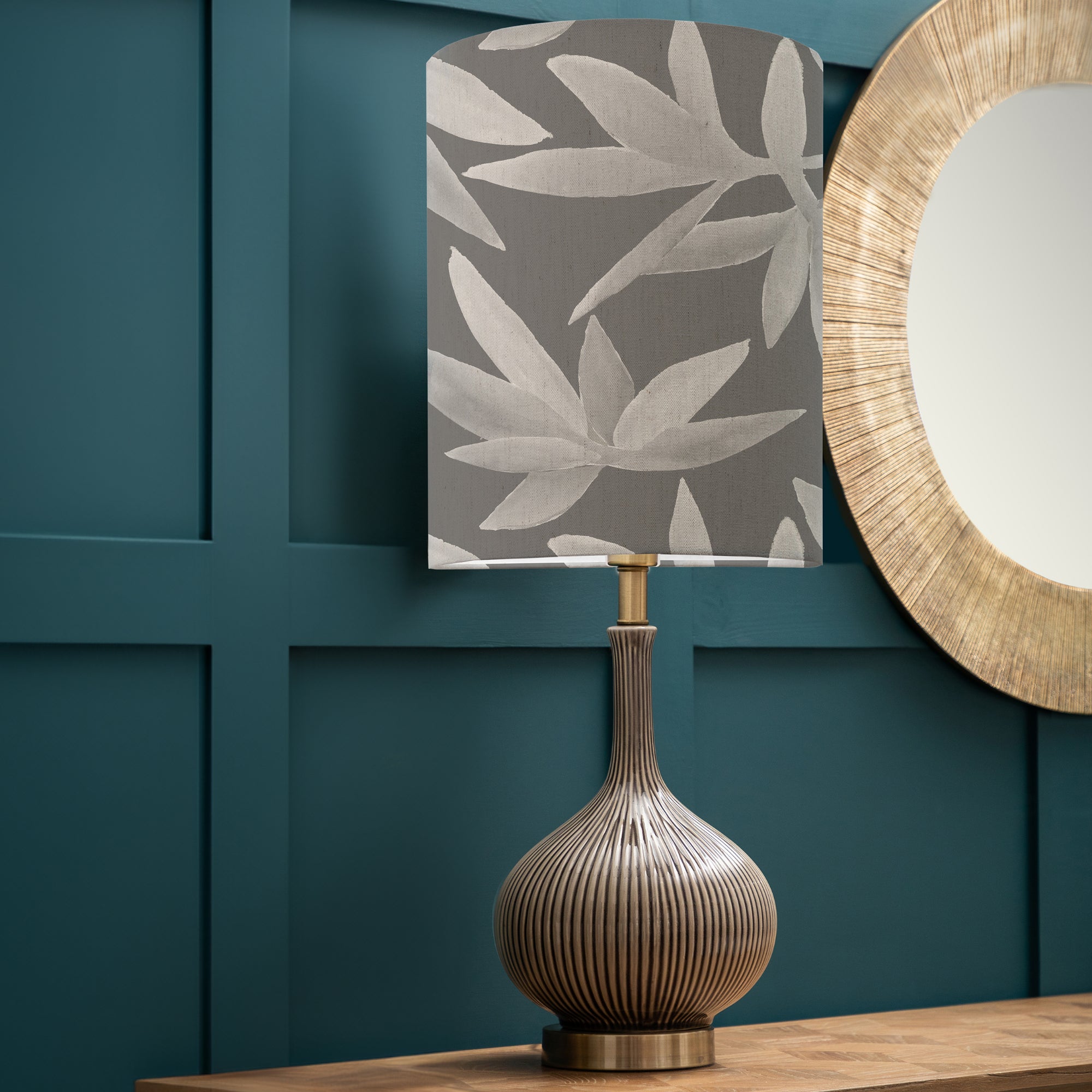 Ursula Table Lamp with Silverwood Shade Silverwood Frost Grey | Compare The Build