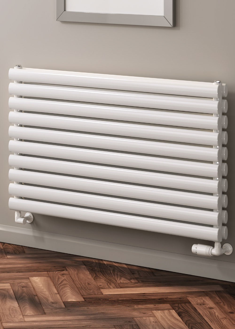 Reina Nevah Horizontal Designer Radiator, White, 295mm x 1000mm | Compare The Build