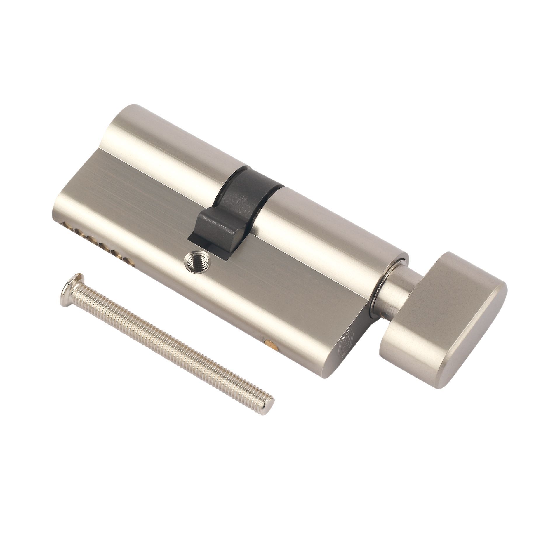 Smith & Locke Nickel Effect Brass Single Euro Thumbturn Cylinder Lock, (L)80mm (W)33mm | Compare The Build