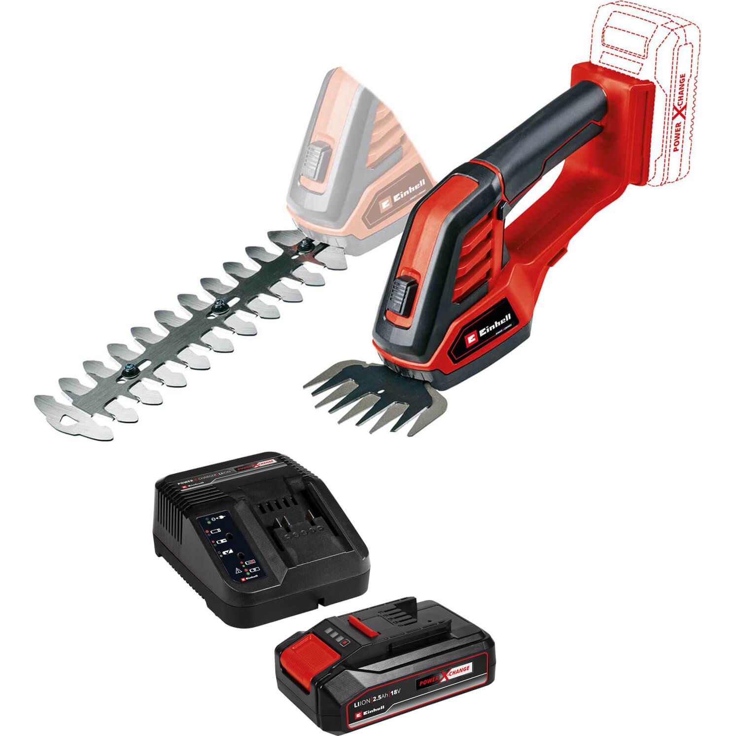 Einhell GE-CG 18/100 Li 18v Cordless Grass and Bush Shears 1 x 2.5ah Li-ion Charger | Compare The Build