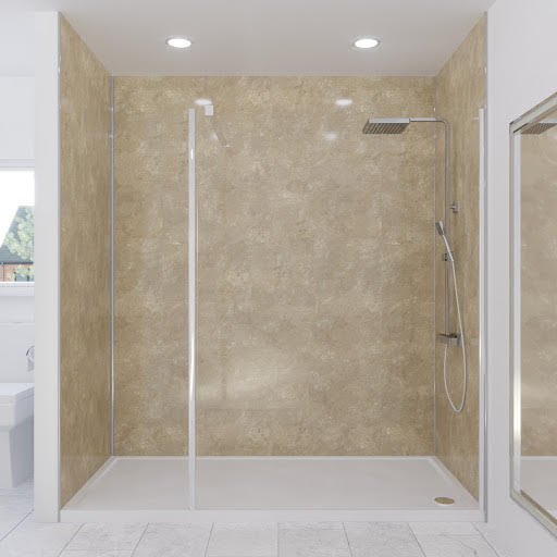 Multipanel Classic Travertine 1200mm, 1800mm & 1200mm Sides - Solution for Alcove Installations (3 walls) Price Comparisons | Compare The Build