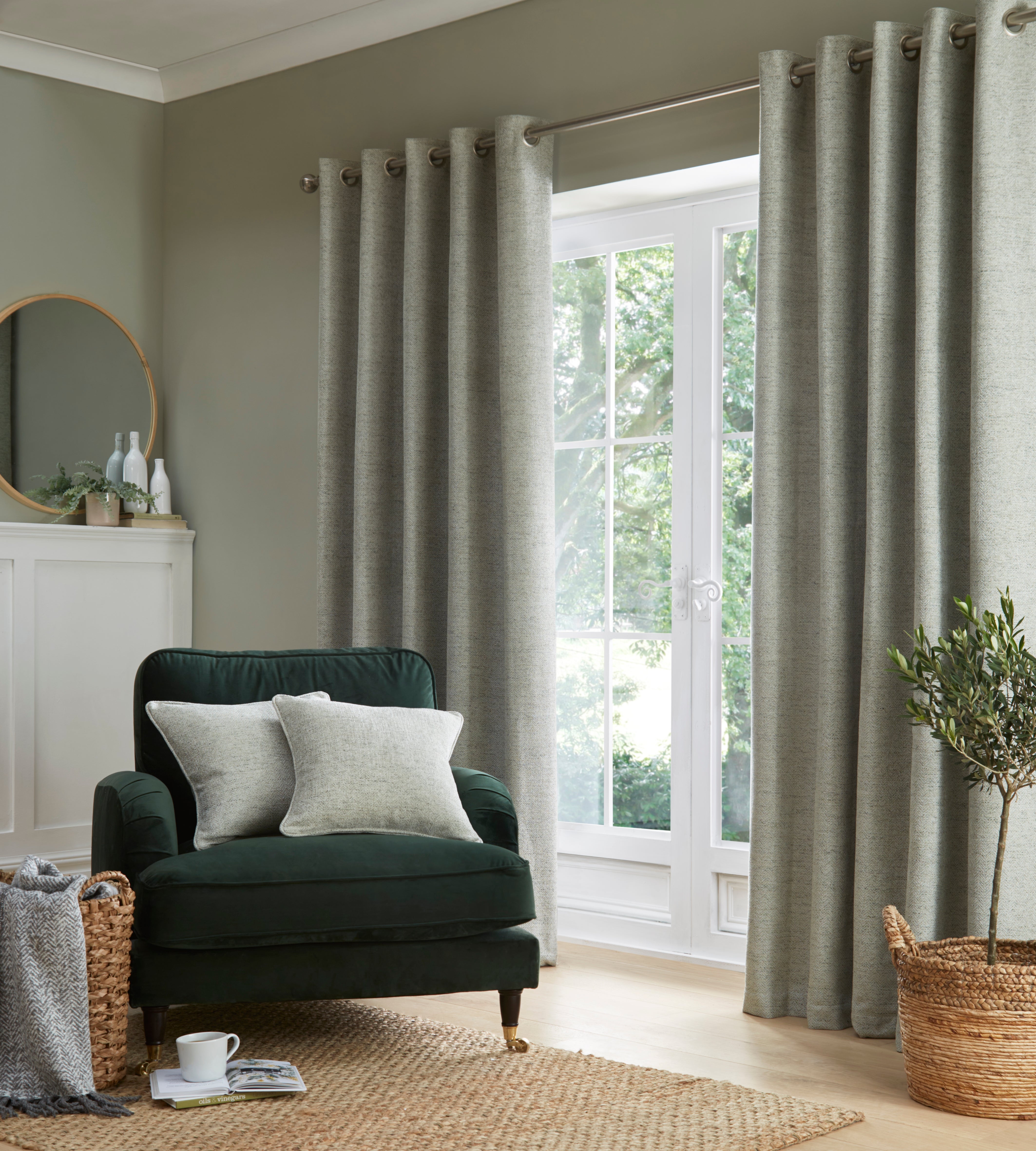 Churchgate Swithland Herringbone Sage Eyelet Curtains Sage Price Comparisons | Compare The Build