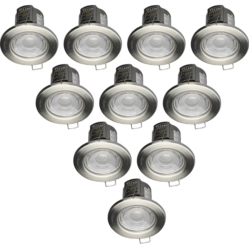 V-TAC LED 5W Integrated Dimmable Fire Rated IP65 Downlight Satin 440lm Cool White (10 Pack) in Nickel Price Comparisons | Compare The Build