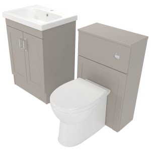 Deccado Padworth Soft Suede 600mm Freestanding Vanity & 500mm Toilet Pan Unit with Basin Modular Combination Price Comparisons | Compare The Build