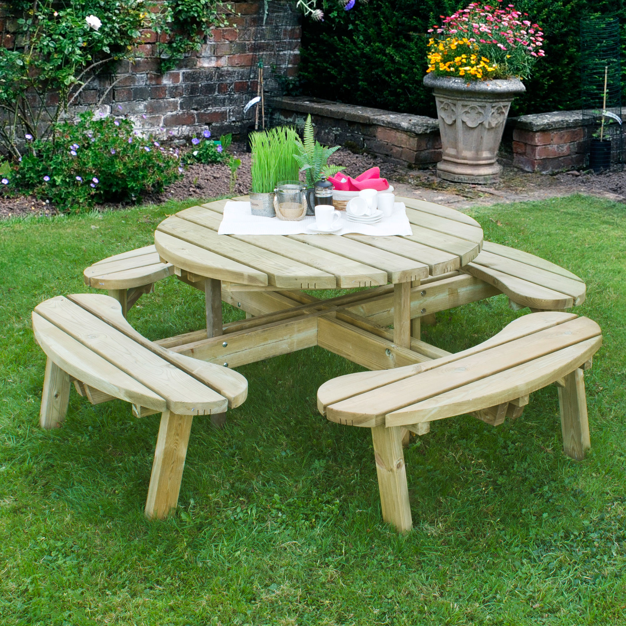 Forest Circular Wooden Garden Picnic Table 6'x6' (1.8x1.8m) Price Comparisons | Compare The Build