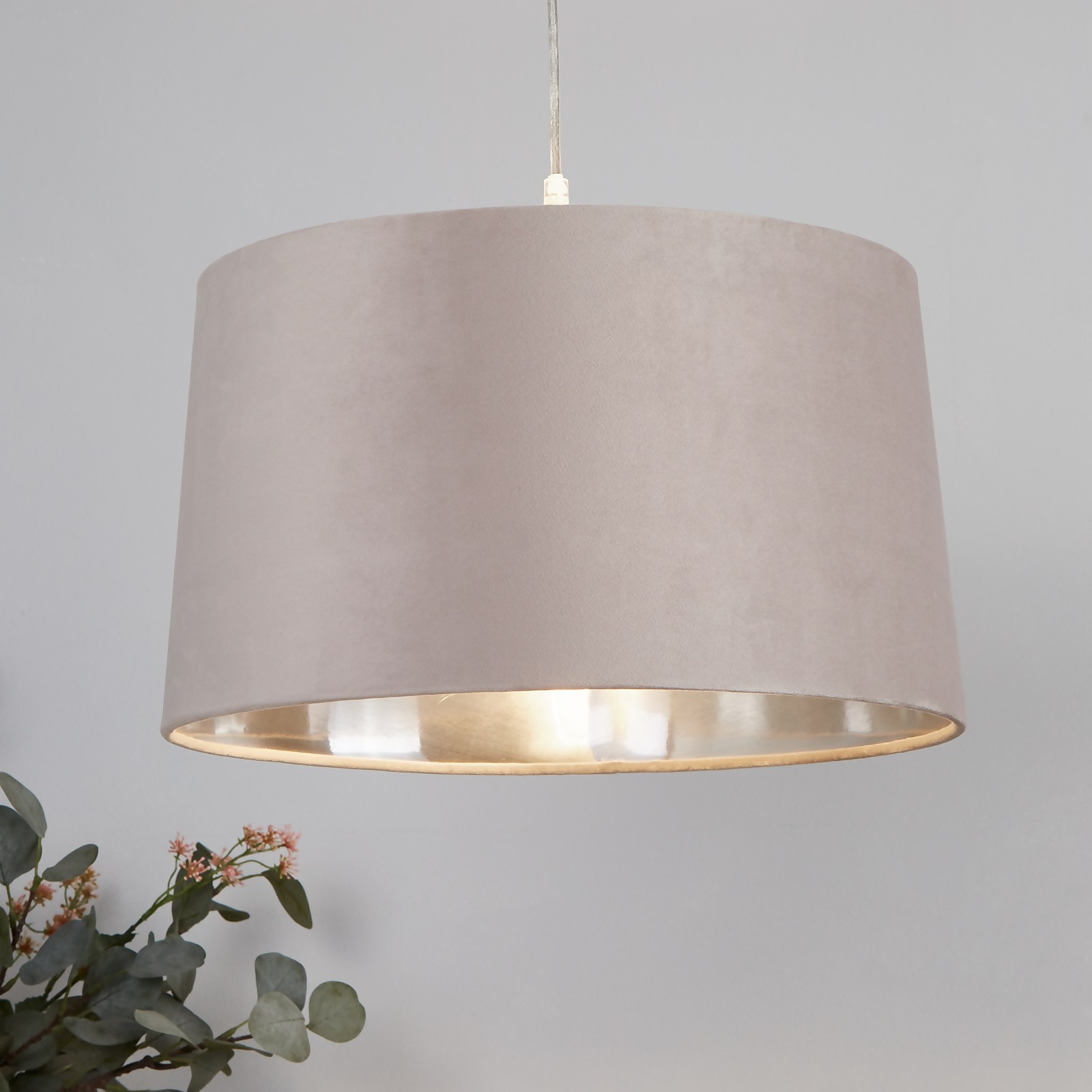 Velvet Drum Lamp Shade - 40cm - Mink Price Comparisons | Compare The Build