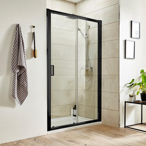 Luxura Framed Sliding Shower Door 1000mm - 6mm Black | Compare The Build