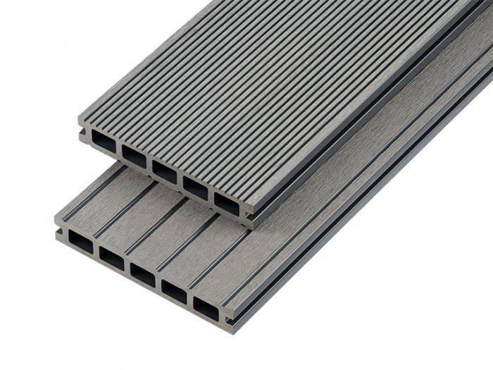 Hollow Domestic Grade Composite Decking Board 4000mm x 150mm x 25mm - Light Grey | Compare The Build