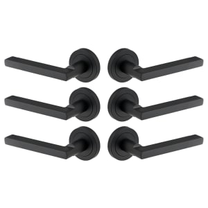 Scylla Matt Black Lever on Rose Door Handle - 3 Pairs Price Comparisons | Compare The Build