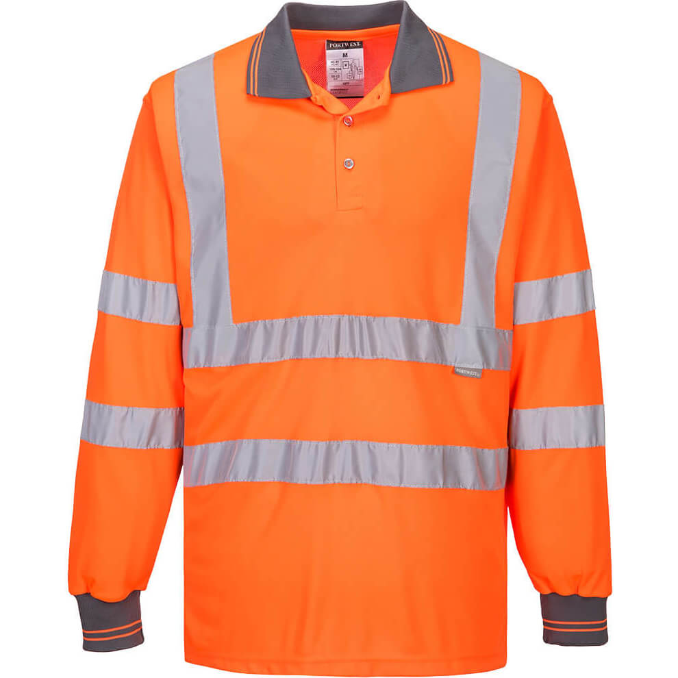 Portwest Hi Vis Long Sleeved Polo Shirt Orange 2XL Price Comparisons | Compare The Build