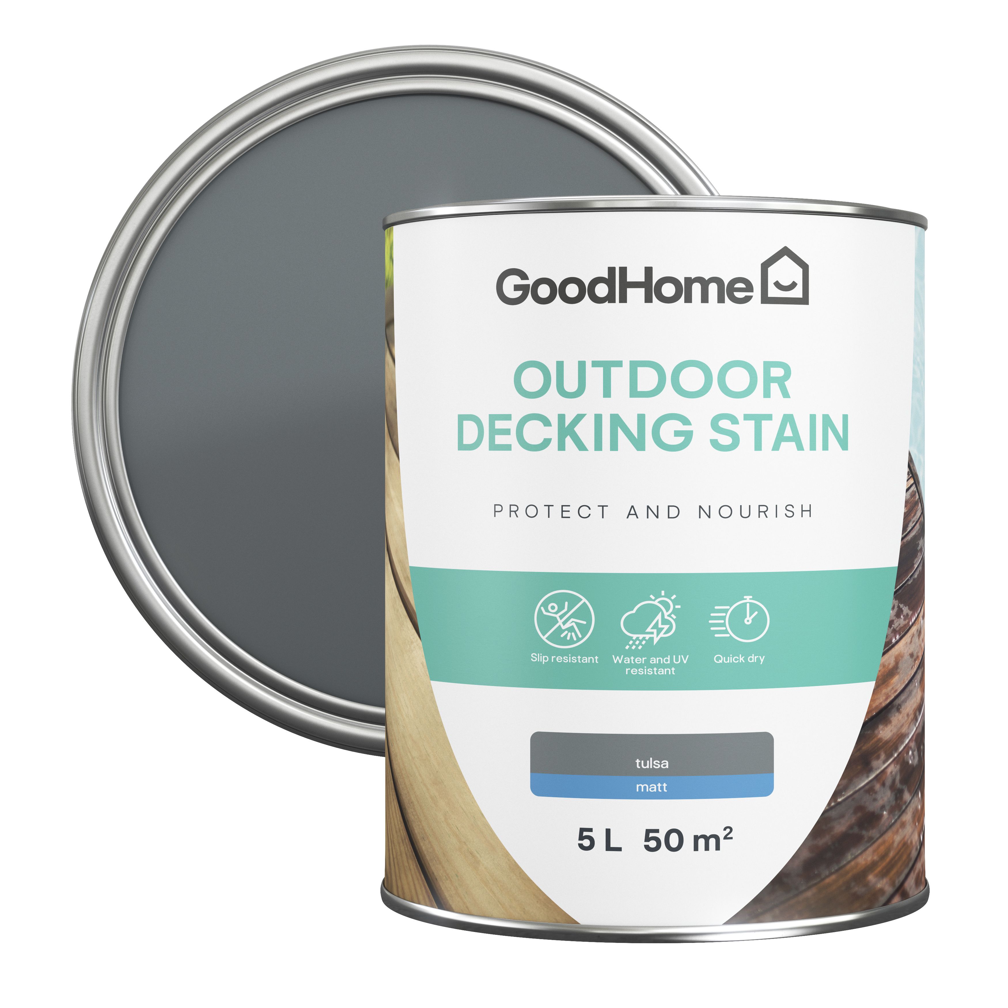 GoodHome Tulsa Matt Quick Dry Decking Wood Stain, 5L Price Comparisons | Compare The Build