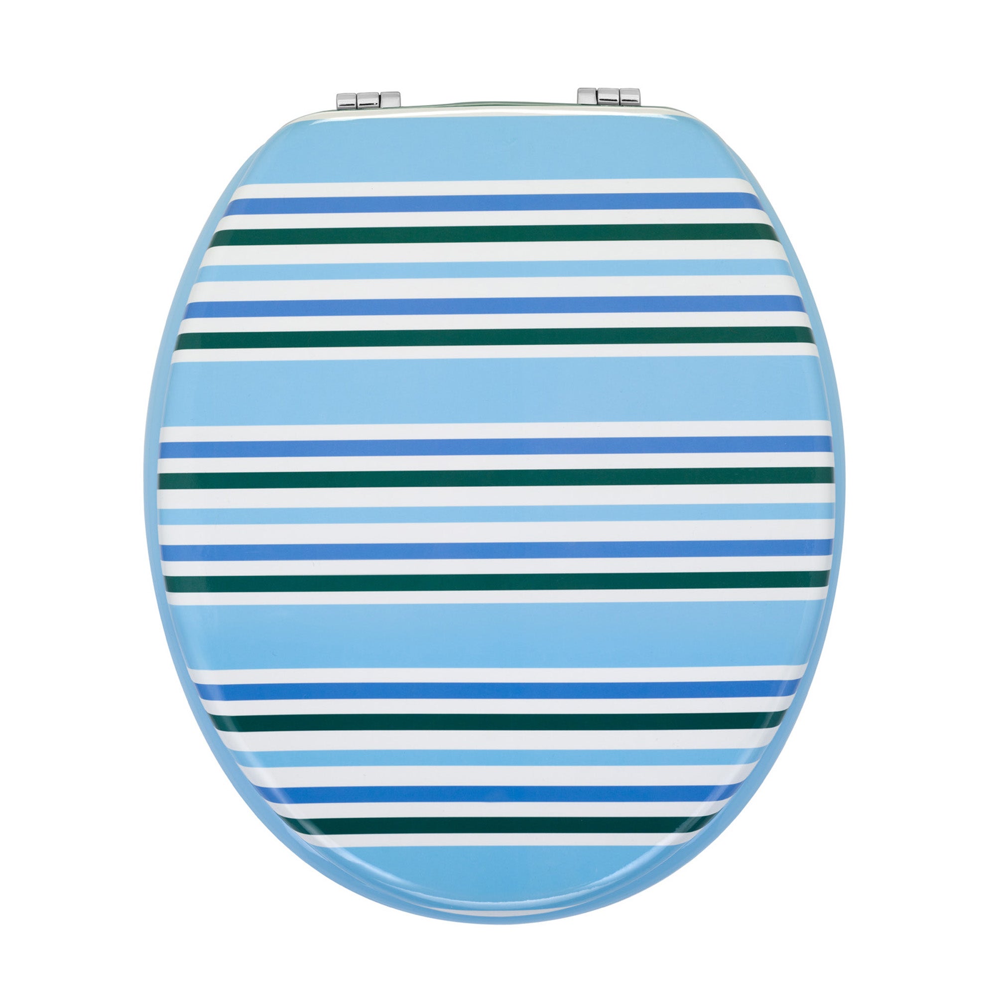 Nautical Stripe Toilet Seat Blue and White | Compare The Build