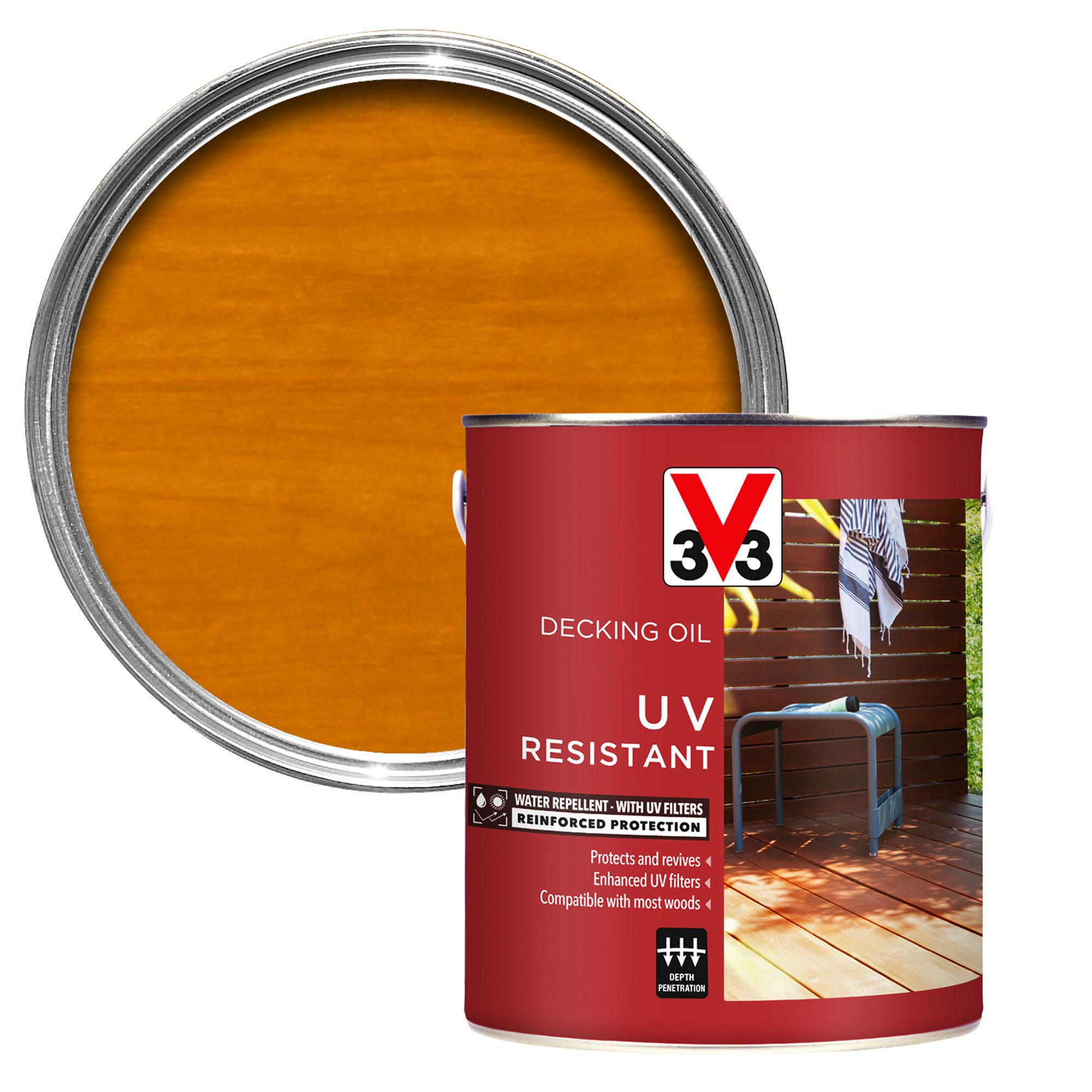 V33 Medium oak UV resistant Decking Wood oil, 5L Price Comparisons | Compare The Build