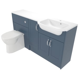 Deccado Padworth Juniper Blue Right Hand 1500mm Fitted Vanity & Toilet Pan Unit Combination with Right Hand Basin Price Comparisons | Compare The Build