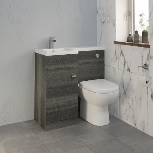 Aurora Toilet & Basin Vanity Unit Combination with Doors - 900mm Charcoal Grey Left Hand Price Comparisons | Compare The Build