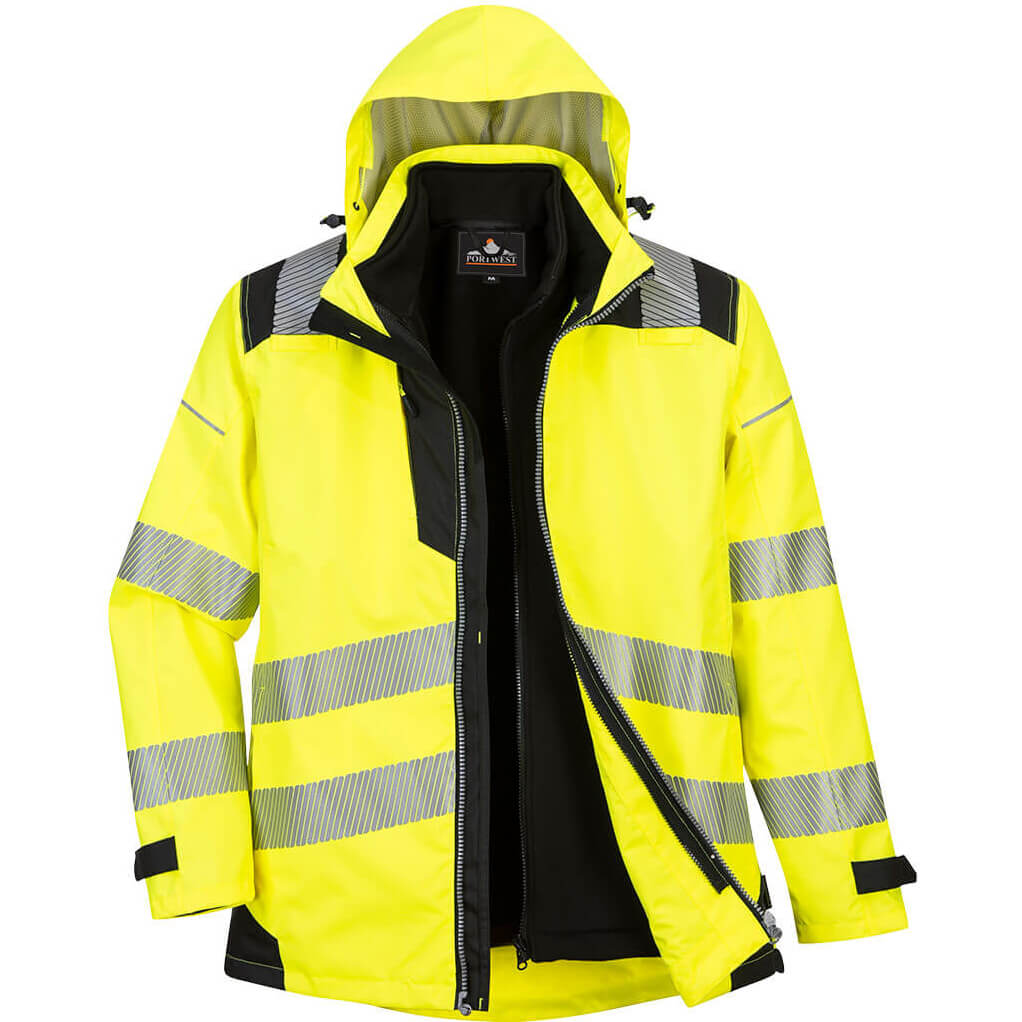 Oxford Weave 300D PW3 3 in 1 Class 3 Hi Vis Jacket Yellow / Black M | Compare The Build