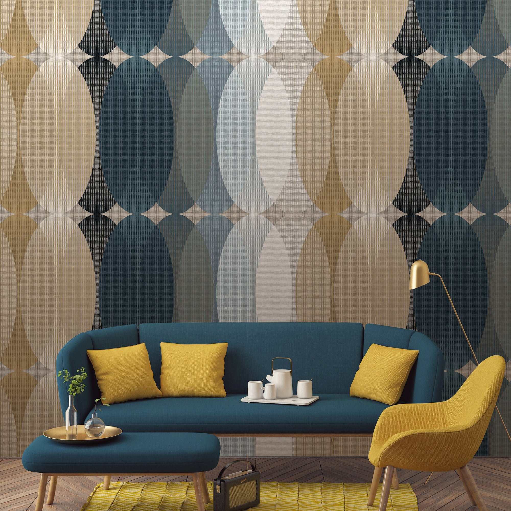 Elements Elijah Mural Wallpaper Yellow Price Comparisons | Compare The Build