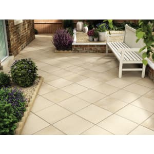 Marshalls Saxon Textured Buff Paving Slab 450 x 450 x 35 mm Price Comparisons | Compare The Build