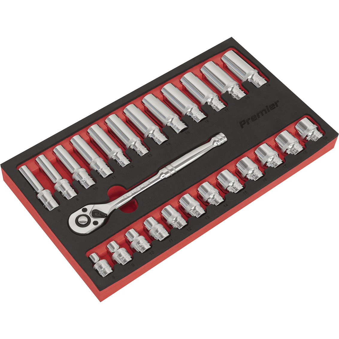 Sealey 25 Piece 3/8" Drive Ratchet Wrench and Socket Rail Set 3/8" Price Comparisons | Compare The Build