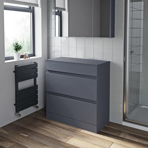 Artis Grey Gloss Free Standing Drawer Vanity Unit & Top Board - 800mm Width Price Comparisons | Compare The Build