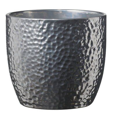 SK Kiruna Brushed Silver Effect Ceramic Plant Pot (Dia)14Cm | Compare The Build