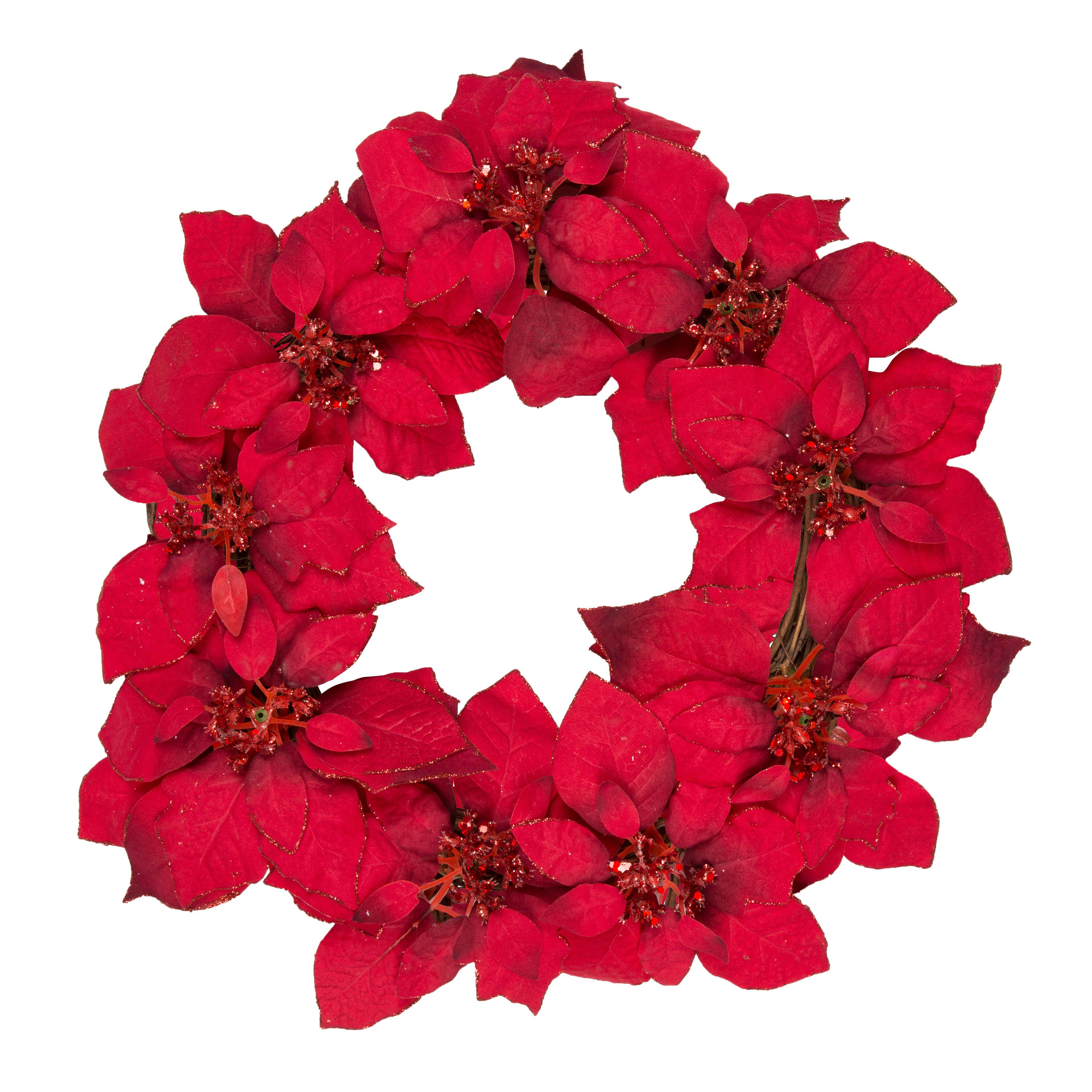 45.72Cm Red Poinsettia Wreath Price Comparisons | Compare The Build