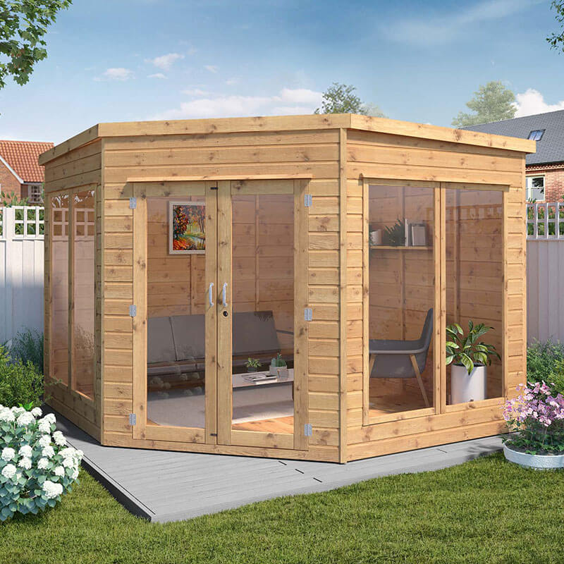 9' x 9' Mercia Premium Corner Summer House (2.9m x 2.9m) Price Comparisons | Compare The Build