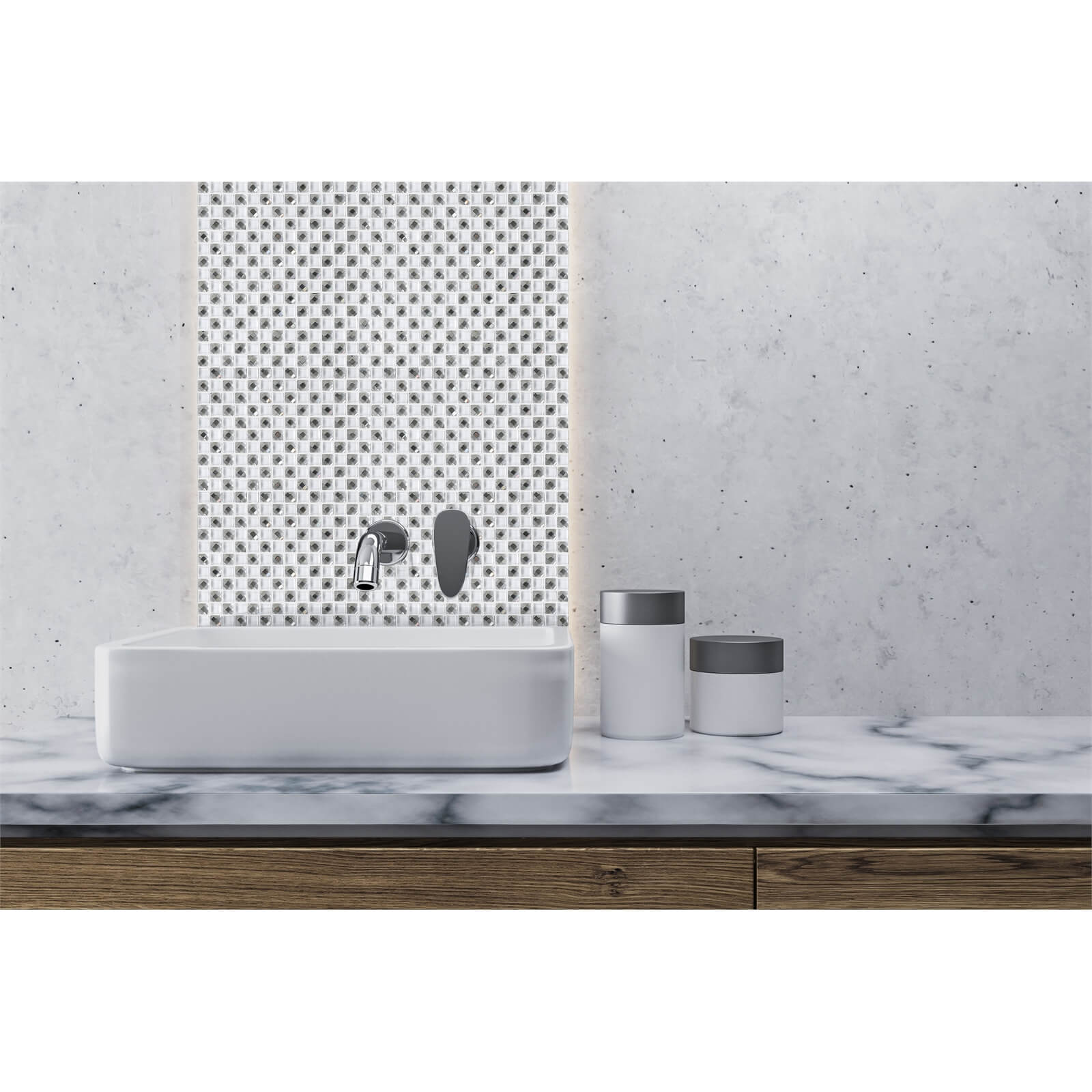 House of Mosaics White Jewel Mosaic Tile - 300 x 300mm Price Comparisons | Compare The Build