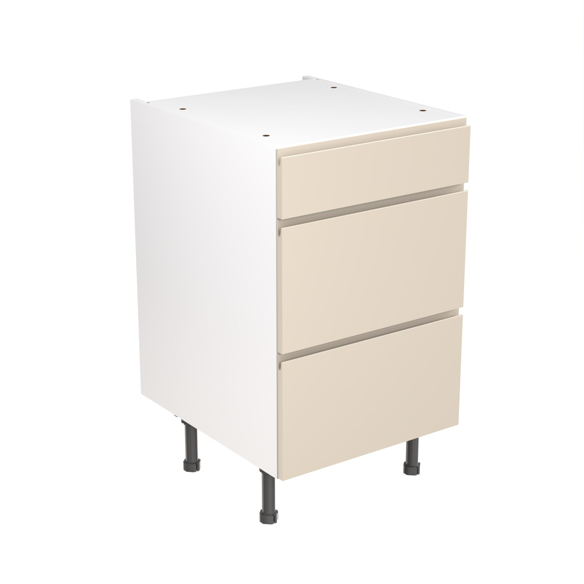 Flatpack Three Drawer Base Unit J-PULL Ultra Matt Cashmere 500mm | Compare The Build