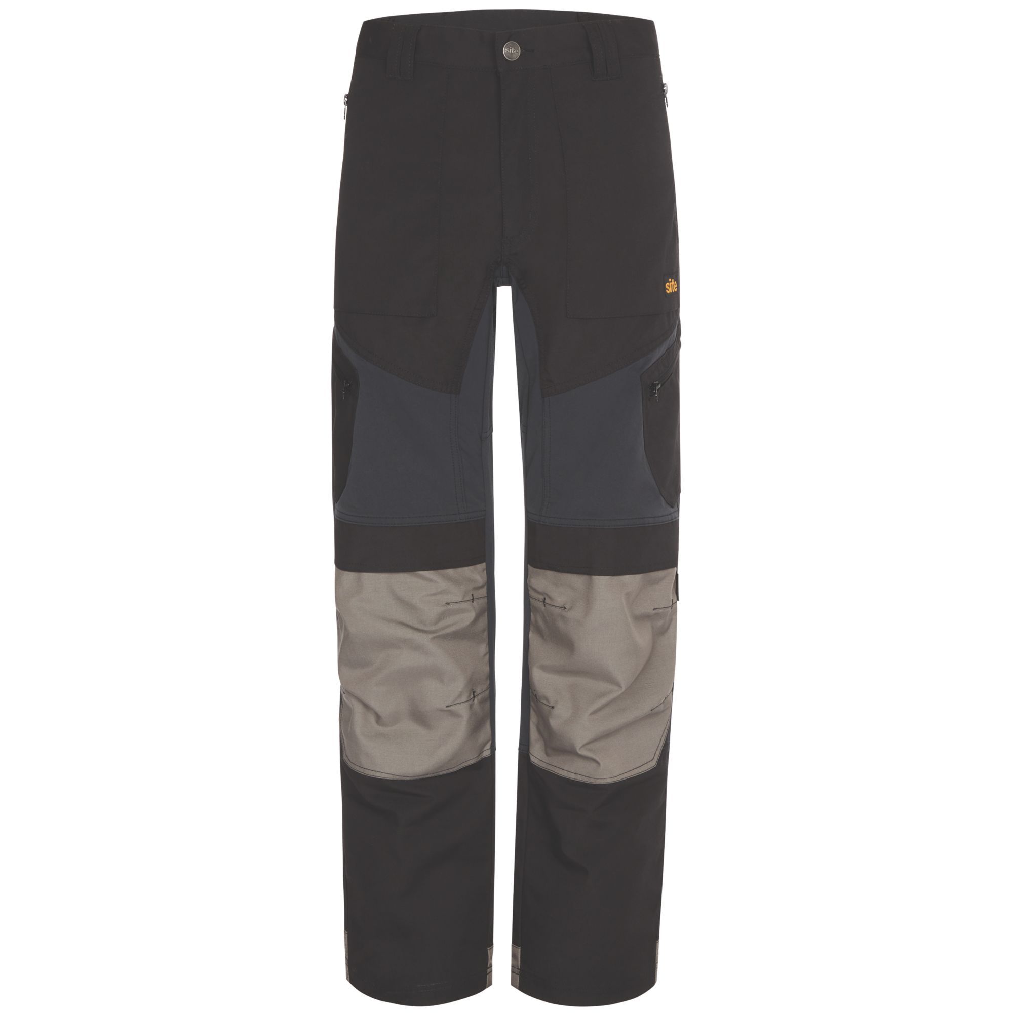 Site Ridgeback Black & Grey Men's Multi-Pocket Trousers, W36" L32" | Compare The Build