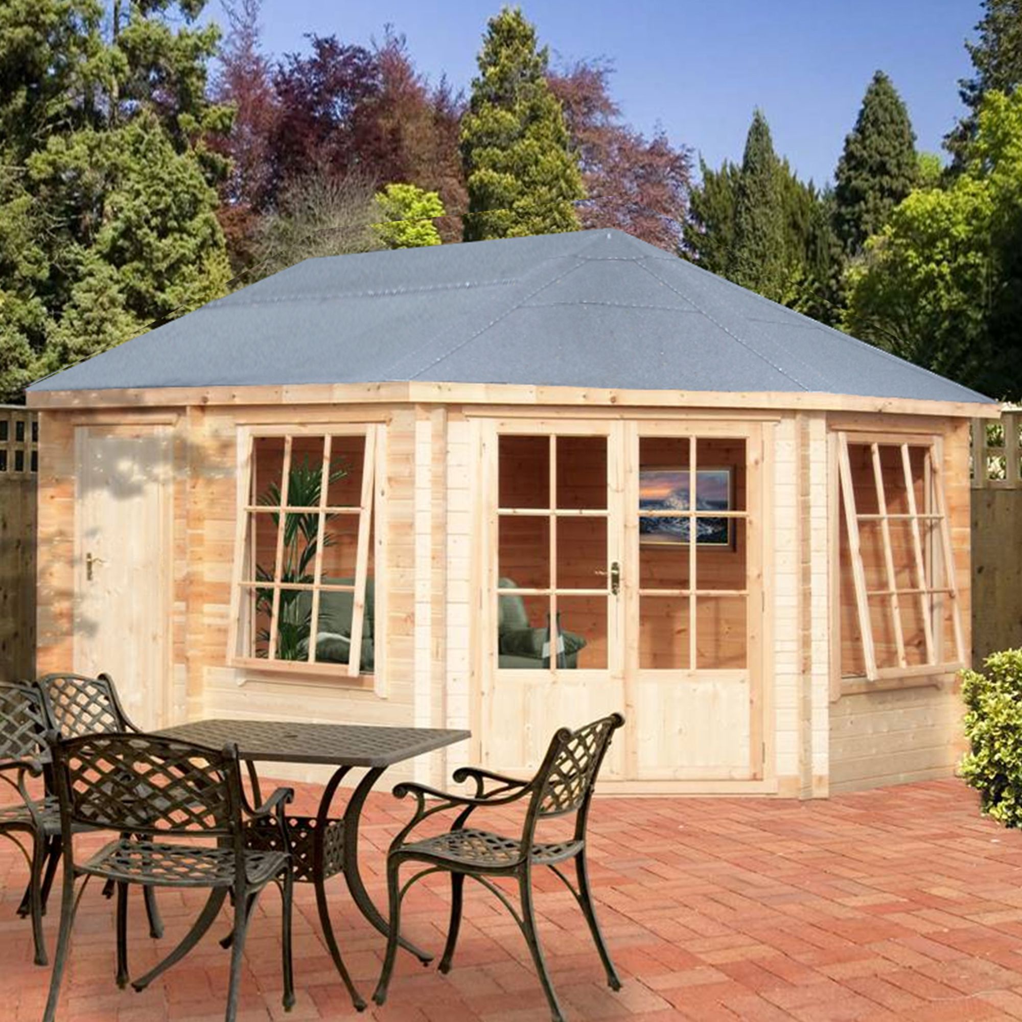 Shire Leygrove 14X10 Toughened Glass Apex Tongue & Groove Wooden Cabin Price Comparisons | Compare The Build