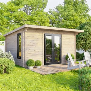 Power Sheds 14 x 10ft Central Doors Pent Log Cabin | Compare The Build