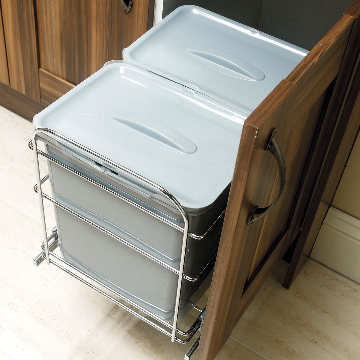 It Kitchens Chrome Effect Grey Metal & Plastic Pull Out Recycle Bin | Compare The Build