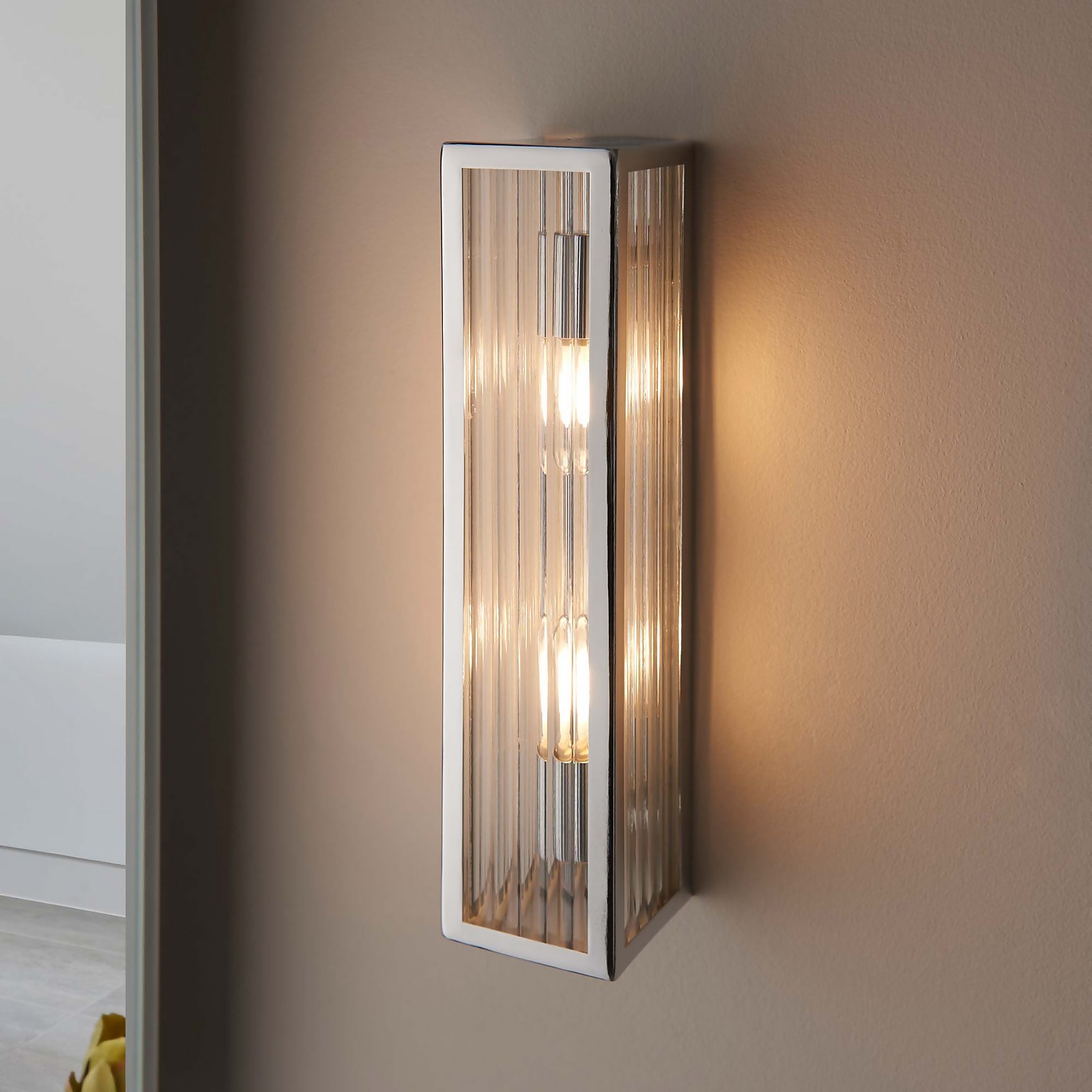 Daltra Large Ribbed Bathroom Wall Light - Chrome Effect | Compare The Build