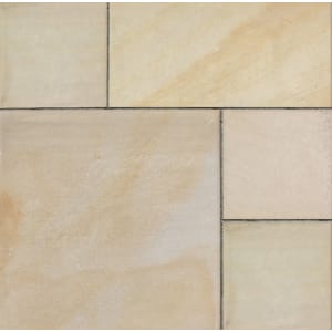 Marshalls Fairstone Sawn Versuro Smooth Autumn Bronze Centre Stone Paving Mixed Size - 5.88 m2 pack | Compare The Build