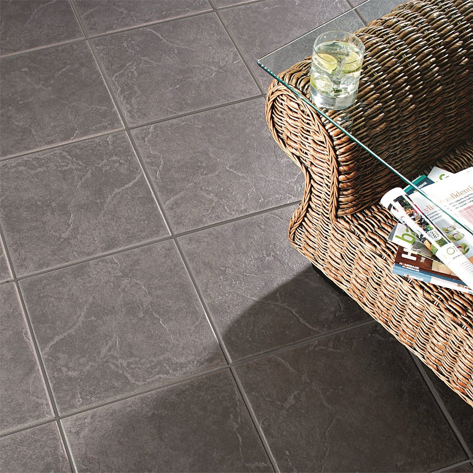 Cuba Anthracite Ceramic Floor Tile 330 x 330mm - 1sqm Pack Price Comparisons | Compare The Build