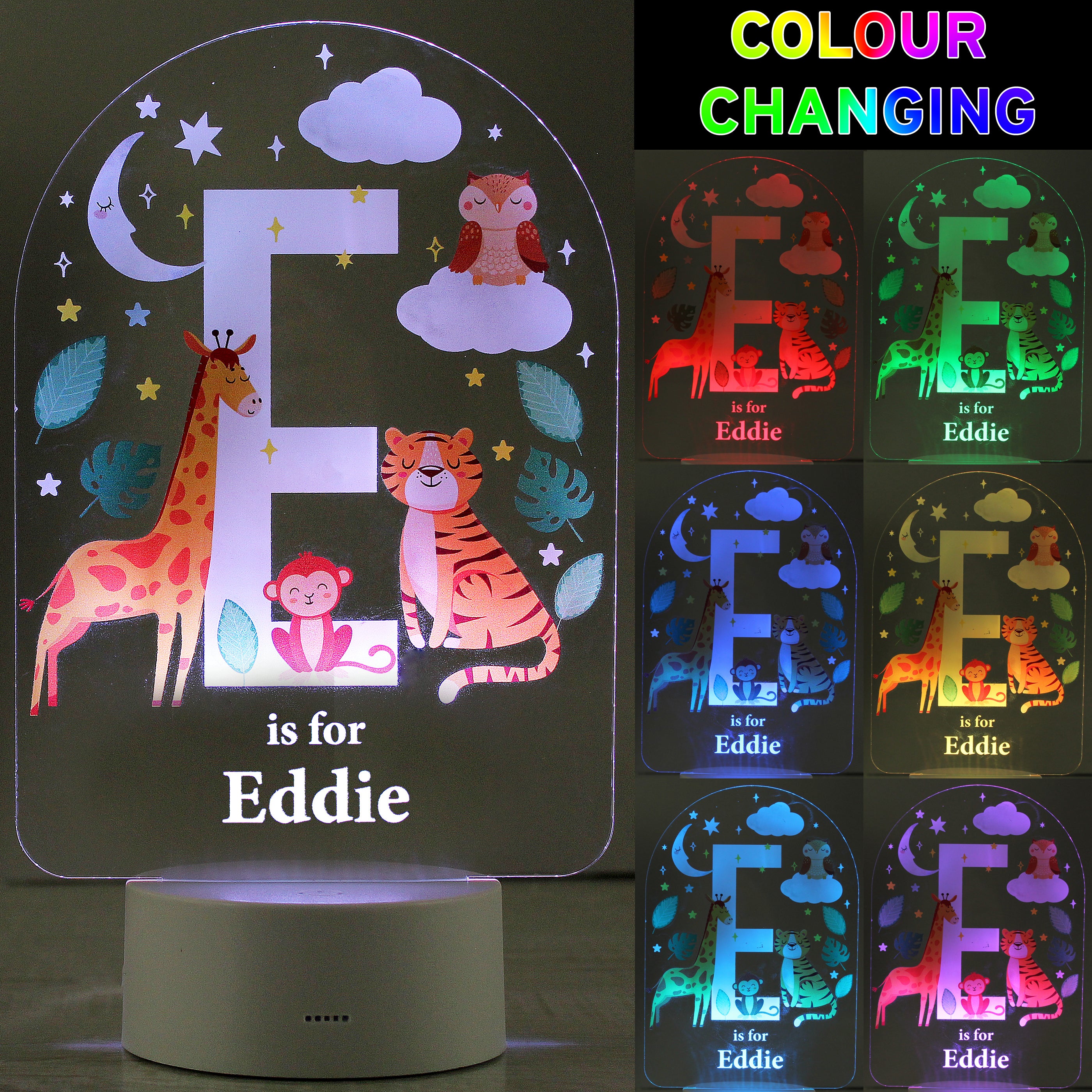 Personalised Animal Alphabet Colour Changing Night LED Light White Price Comparisons | Compare The Build